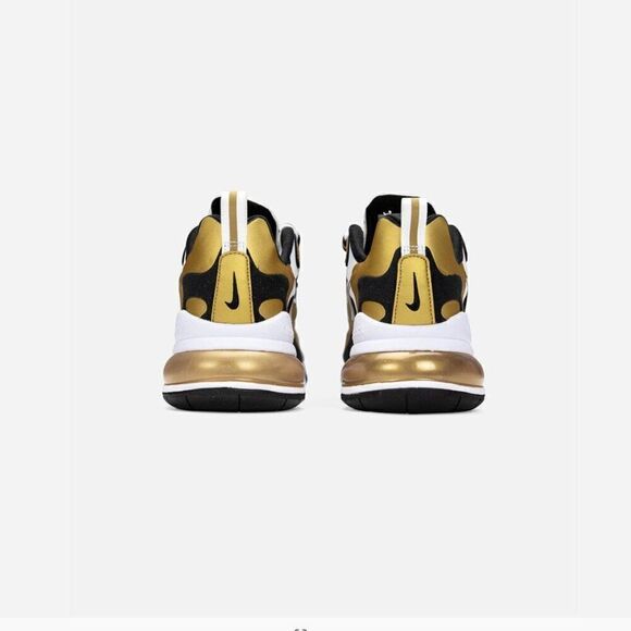 Nike Air Max 270 React Metallic Gold Sneakers Size 7.5 - Picture 4 of 14
